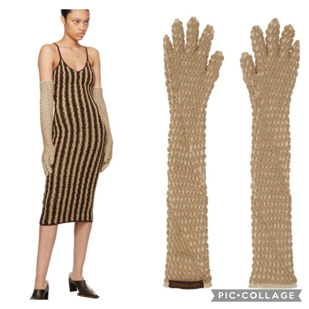 🎀 NEW SSENSE ISA BOULDER SSENSE Exclusive Beige Cereal Gloves medium